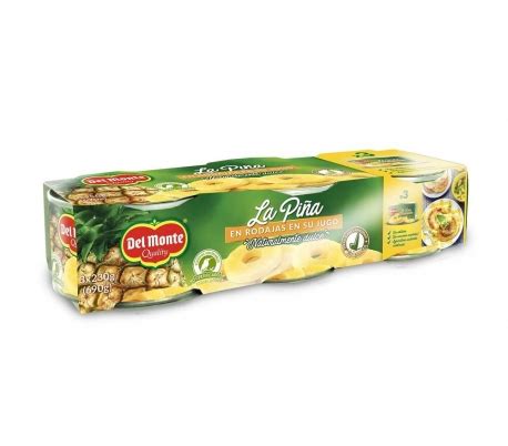 PIÑA EN SU JUGO EN RODAJAS DELMONTE PACK 3X140 GR