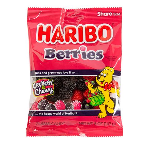 Haribo Berries Gummi Candy 5 Oz Peg Bag Nassau Candy