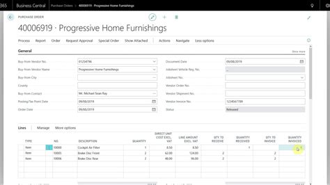 How To Post Multiple Invoices To A Single Purchase Order Microsoft Dynamics 365 Business