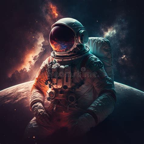 Astronaut in White Spacesuit in Space Stock Illustration - Illustration ...