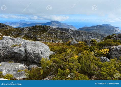 Rocha E Paisagem Sobre A Montanha Da Tabela Cape Town Foto De Stock