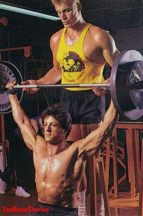 Lundgren And Stallone At Their Training Moments For Rocky Iv Sylvester