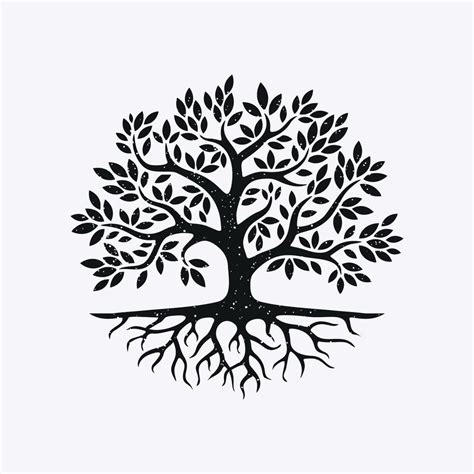 Silhouette Vector Of Tree And Root With Black White Color Tree Of