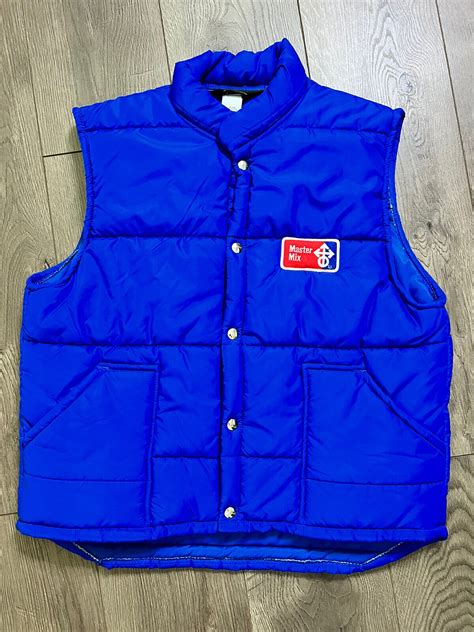 Swingster Vintage Puffer Vest Mens Large Retro Blue M Gem