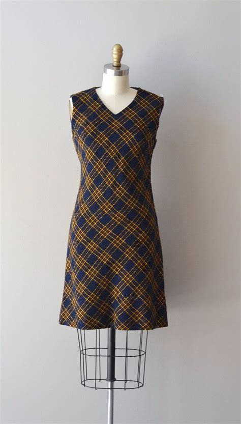 1960s Plaid Dress Wool Jumper 60s Dress Camptown Jumper Dress