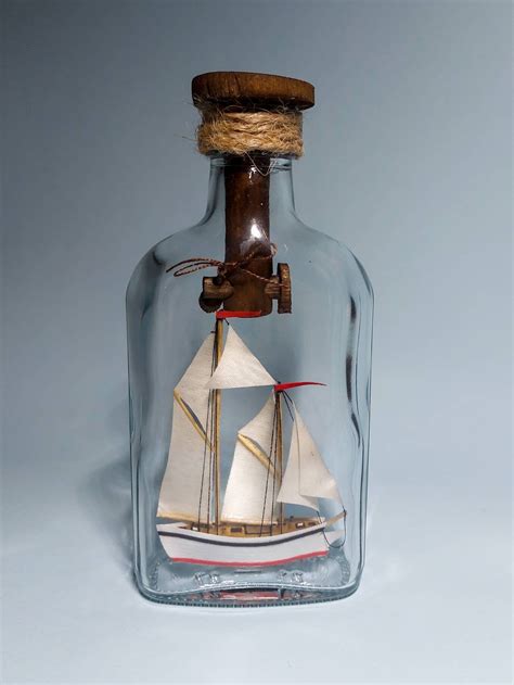 Ship In Bottle Statek W Butelce Nautical Gift Bottle With Etsy