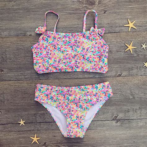 Bikinis Con Estampado Colorido Para Ni Os Traje De Ba O Con Lazo Conjunto De Bikini