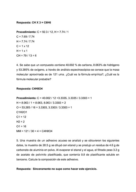 Solution Ejercicios Ejercicios De Formula Emp Rica Y Formula