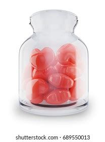 Glass Jar Red Heart Symbols Isolated Stock Illustration 689550013