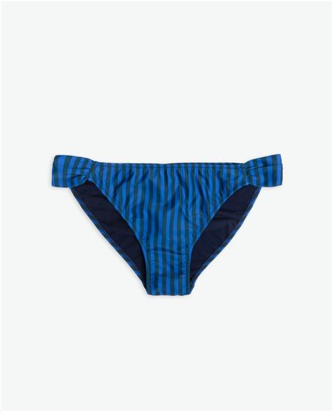 High Waisted Striped Blue Bikini Bottom