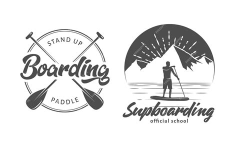 Premium Vector Sup Boarding Logos Stand Up Paddling Badges Set Of