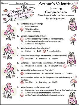 Valentine's Day Reading Activities: Arthur's Valentine Activity Packet ...