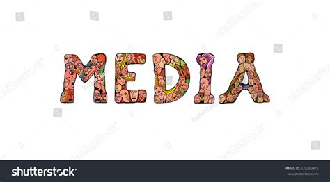 Word Media Written Isolated Hand Drawn Stock Vector (Royalty Free ...