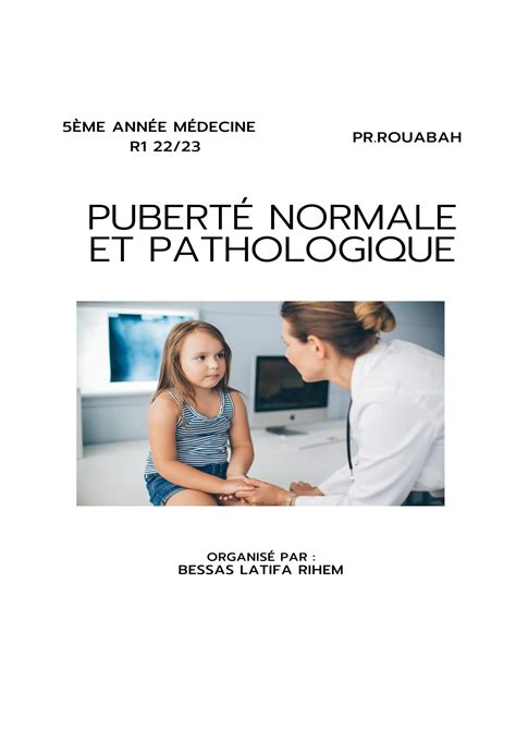 Solution Pubert Normale Et Pathologique Pediatrie Studypool