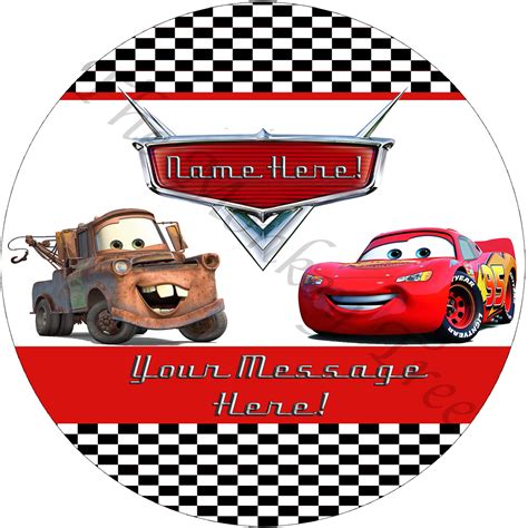 Cars Lightning Mcqueen Disney Personalised Cake Topper A4 Edible Wafer Images And Photos Finder