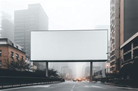 Premium Ai Image Blank White Billboard On City Street