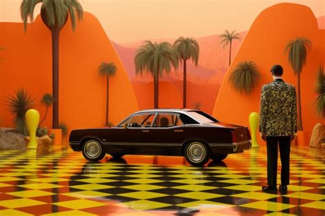 Premium Ai Image A Man Standing In Front Of An Old Car