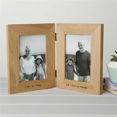 Personalised Solid Oak Hinged Double Photo Frame Mijmoj