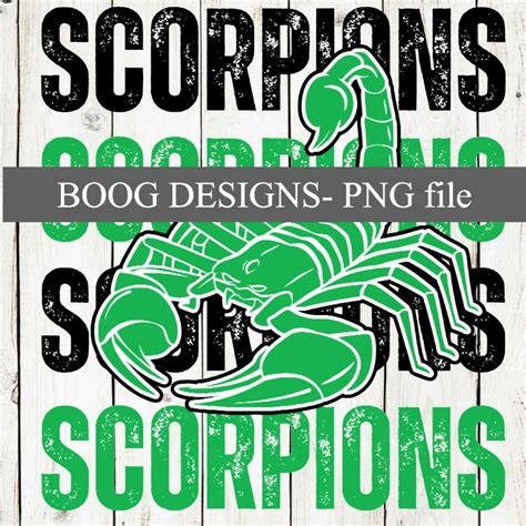 Scorpion Black And Green School Mascot Digital Png Design Download