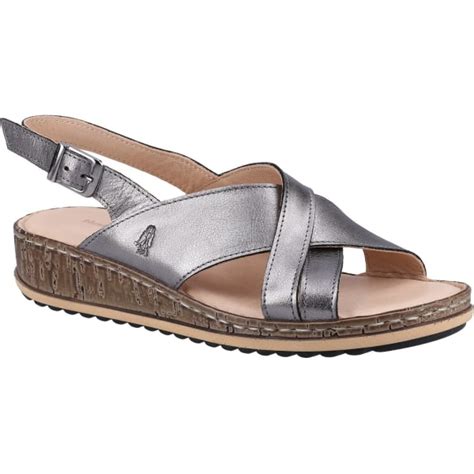 Hush Puppies Dam Dam Elena L Der Wedge Sandal Uk Pewt Pewter Uk