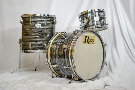 1960s Rogers R 360 Rock Solid Black Oyster Drum Kit Reverb