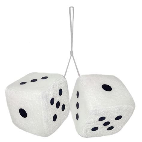 Vagway Fuzzy Dice Car Mirror Pair Of White Hanging Dice Plush Stylish