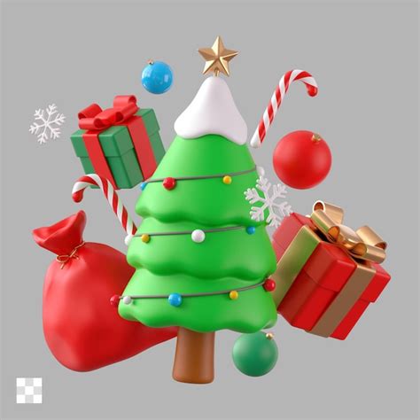 Árbol de Navidad con cajas de regalos y decoraciones Ilustración de