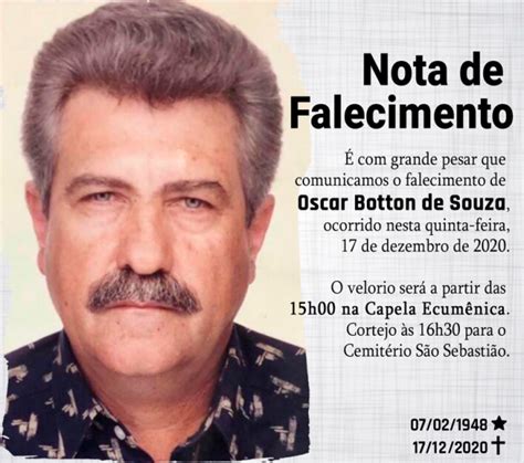 Nota De Pesar Pelo Falecimento De Oscar Botton De Souza Ariquemes