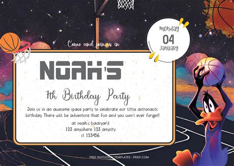 Free Editable Pdf Ball Party Space Jam Birthday Invitation Templates