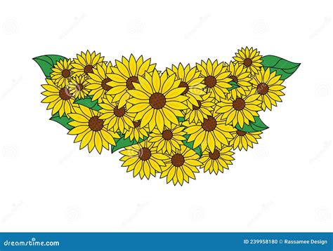 Dise O De Elementos De Ramo Girasol En Blanco Stock De Ilustraci N