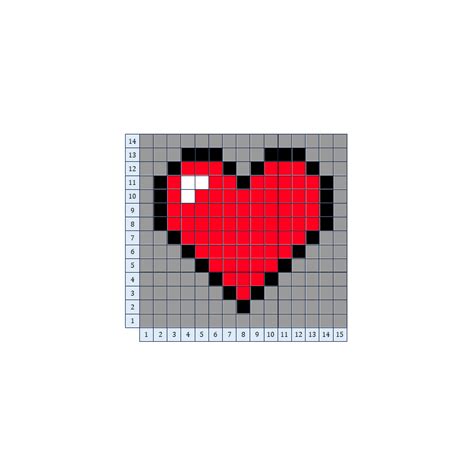 Pixel Art Heart Shape On 15x15 Grid