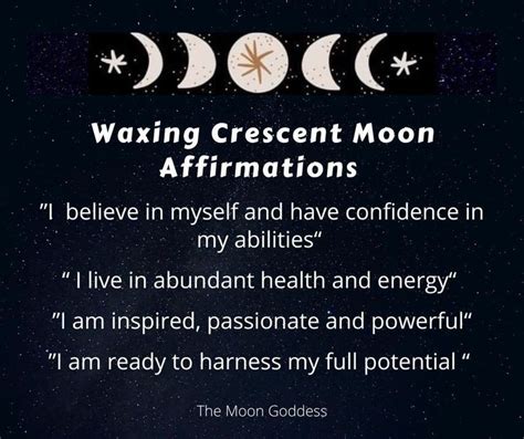 Three Phases Of The Moon With Text Reading Waxing Crescent Moon