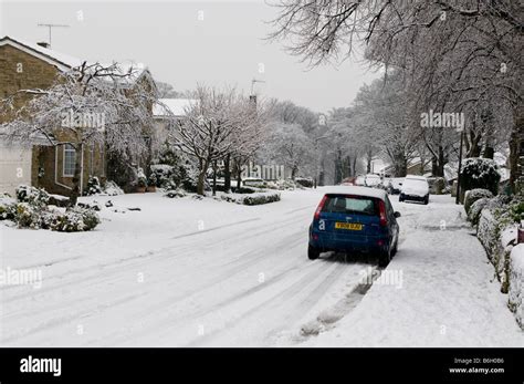 A Snow Covered Street Stock Photo Alamy