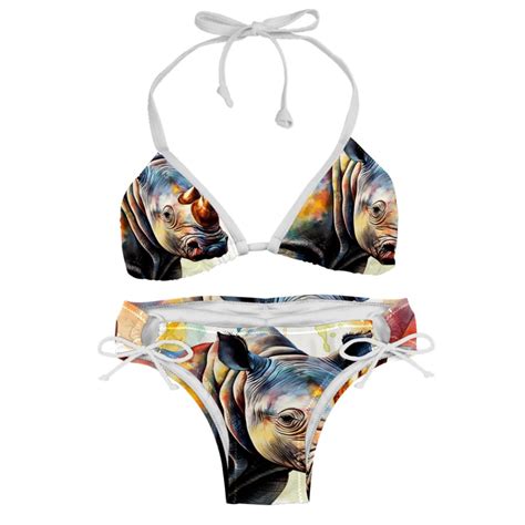 Rhinoceros Swim Suit Bikini Set With Detachable Sponge Adjustable Strap Two Pack Ideal For