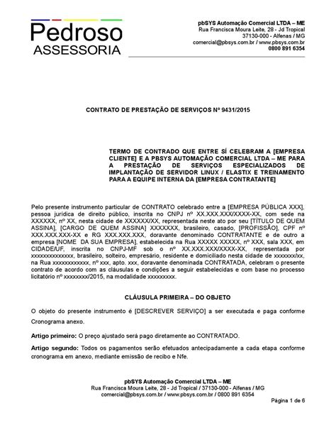 Modelo Contrato De Prestação De Serviços Simples Vários Modelos