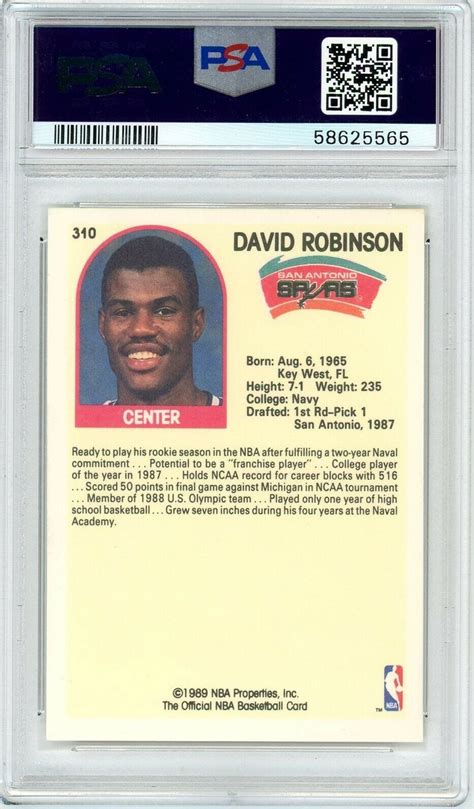 Hoops David Robinson San Antonio Spurs Rookie Hof Psa Nm Mt