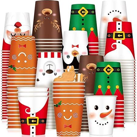 Amazon Zhehao 200 Pcs Christmas 9 Oz Paper Cups Disposable Coffee