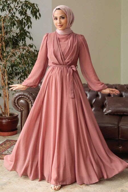 Dark Salmon Pink Hijab Dress 5796ksmn Neva