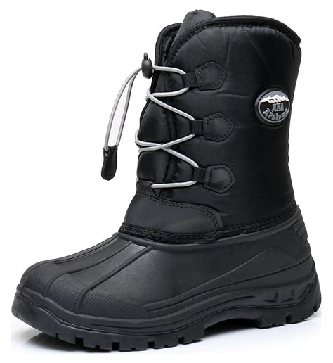 Apakowa Big Youth Boys Winter Snow Boots Insulated Waterproof For
