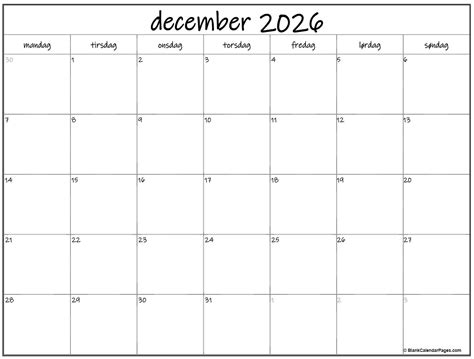 December 2026 Kalender Dansk Kalender December