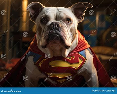 Comic Superhero Bulldog Posing Heroically Stock Illustration