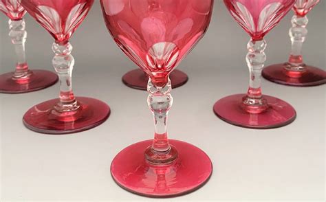 A Gorgeous Set Of 6 Victorian Cranberry Wine Glasses 1029799 Uk