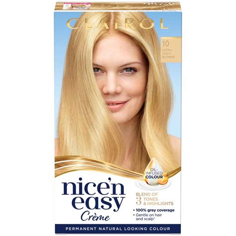 Clairol Nice N Easy Permanent 10 Extra Light Blonde Hair Dye Wilko