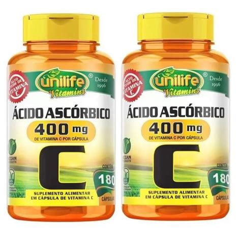 Kit Vitaminas C Acido Ascorbico Mg Capsulas Unilife