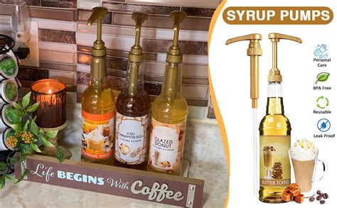 Packs Gold Coffee Syrup Pump Dispenser Compatible With Oz Ml