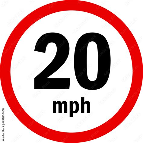 20 mph maximum speed limit sign. Traffic signs and symbols. Stock ...