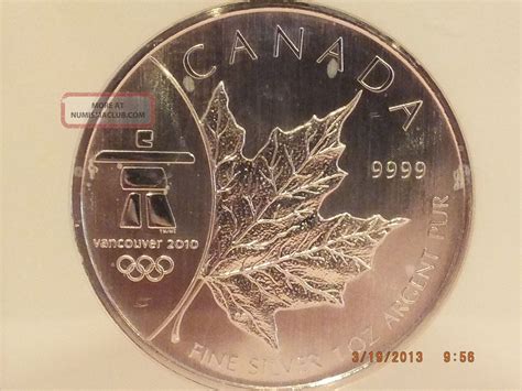 2008 Canadian Maple Leaf Vancouver 2010 Olympics Silver Dollar