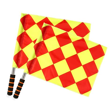 Soccer Referee Flags The Competition Fair Play Red Yellow Checkered