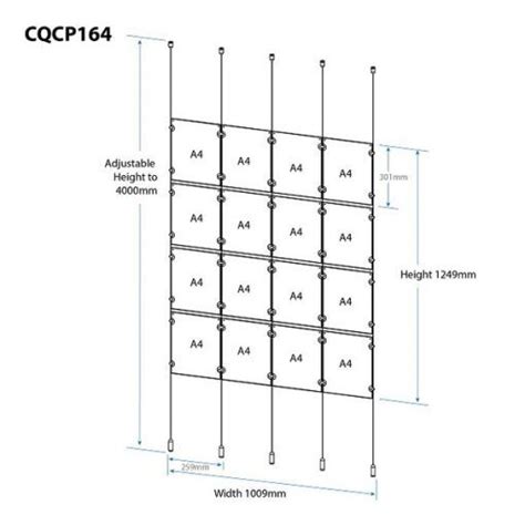 Quad Column 16 Pocket A4 Portrait Cable Display Allstar Plastics