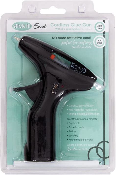 Stick It Hot Melt Cordless Glue Gun Includes Glue Sticks Black Set Of Glue Tube For Home
